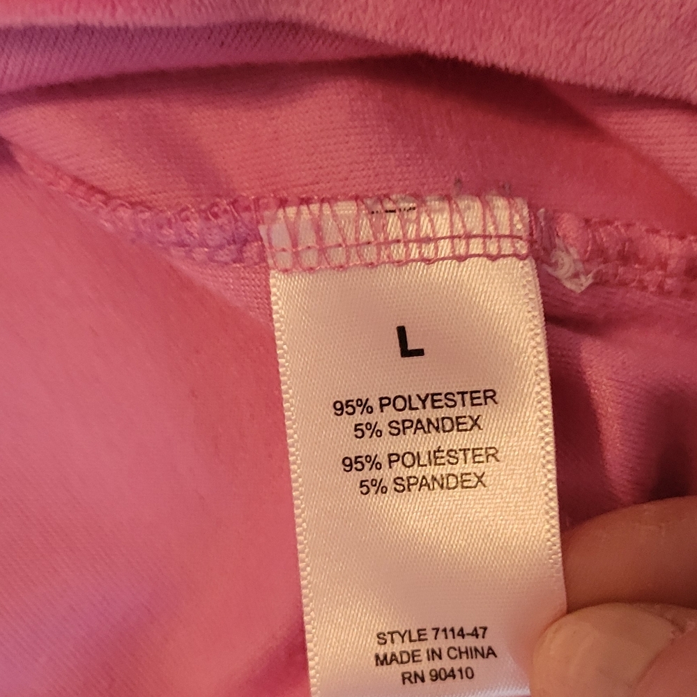 Juicy Couture Pink Velour Rhinestone Long Sleeve Top 90s Y2K Size Large - Picture 4 of 9